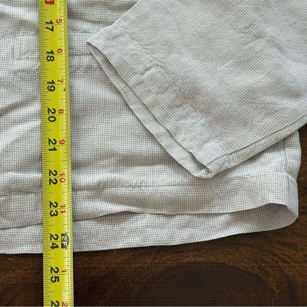 VTG Eileen Fisher Jacket Women L Linen Blend Tan Check Lightweight Boxy Coat - Picture 9 of 11